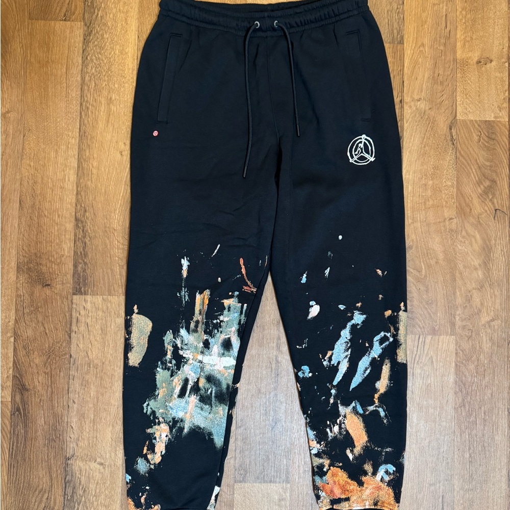 Jordan X Paris Saint Germaine Black Multicolor Paint-Splatter Sweatpants size M